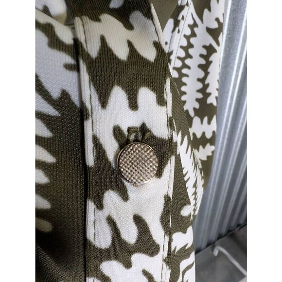 Talbots Maxi Dress Jersey Stretch Green Foliage Print Sleeveless Women's Medium - Picture 4 of 5